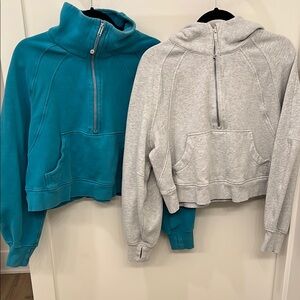 Teal and Gray Women's Half-Zip Pullover Set